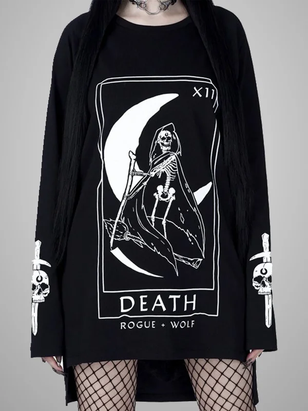 Goth Death Printed Skull Sweatshirt