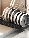 Kitchen Pots Pans Organizer with 8 Adjustable Dividers Sliding Dish Drying Shelf