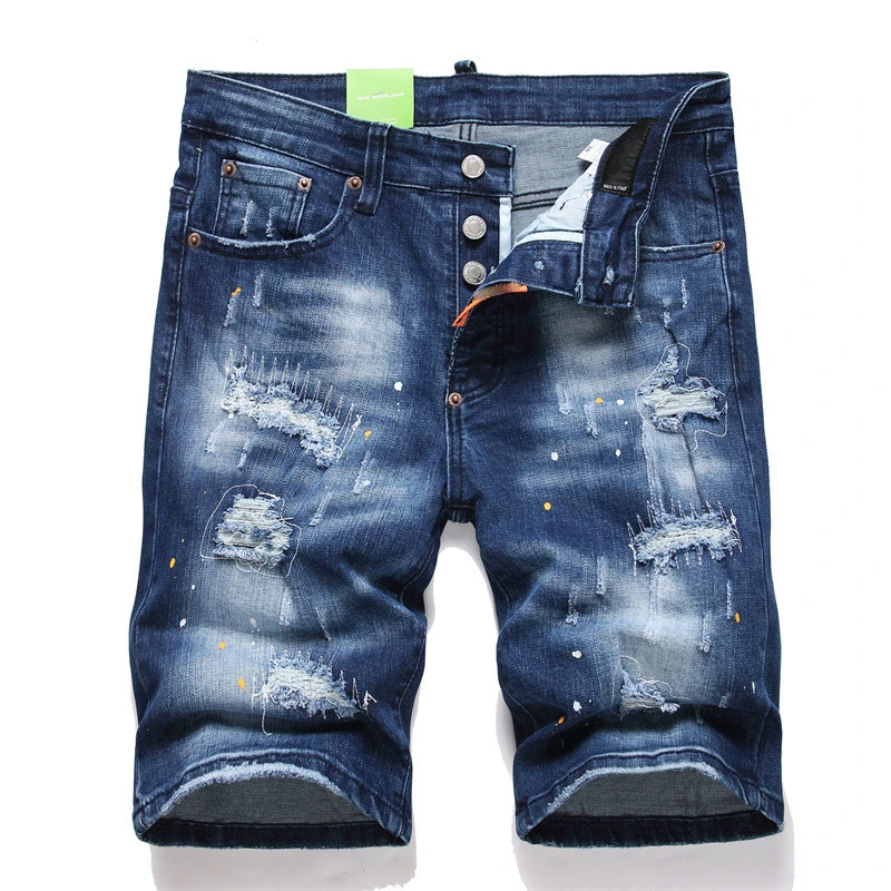 Trusthomeno 2025 Summer New Mens Ripped Jeans Luxury Brand Blue Denim Shorts Y2K Male Stretch Fit Fashion Casual Pants Size 54 Men Clothing