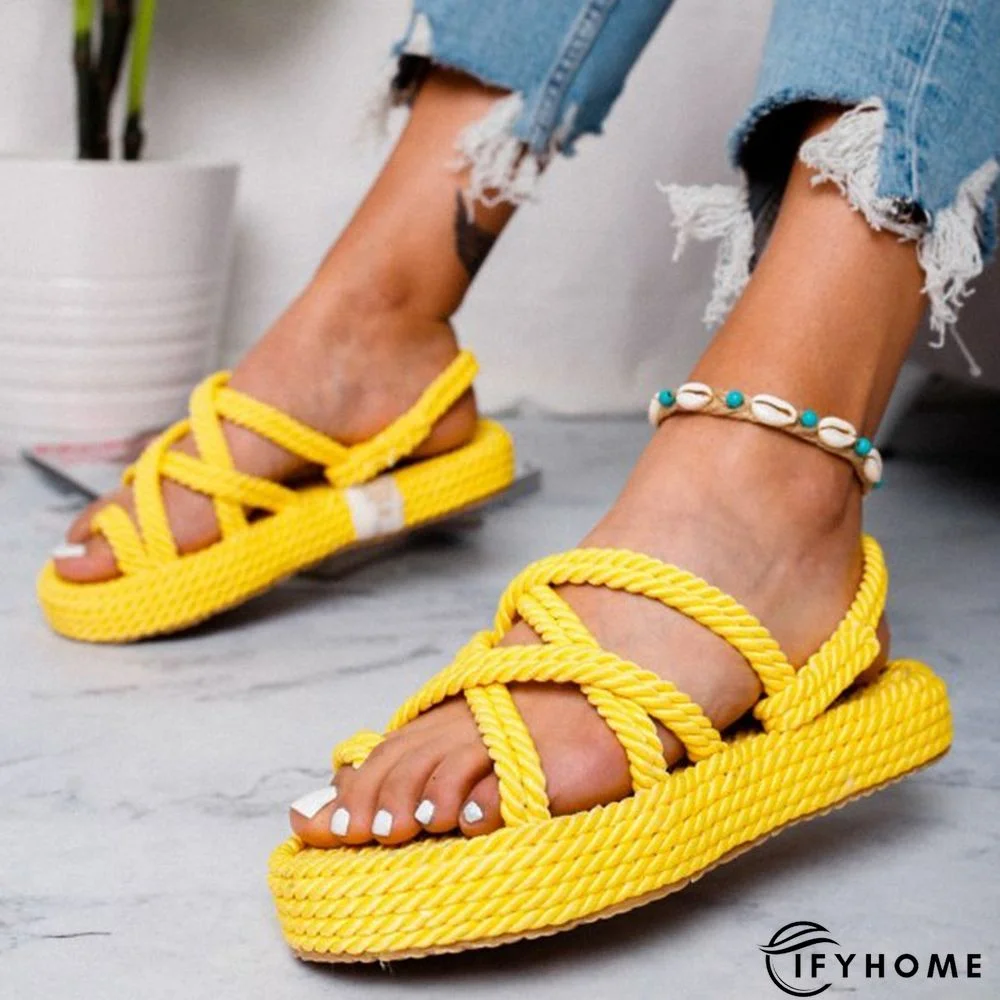 Women Criss Cross Lace-Up Casual Sandals | IFYHOME