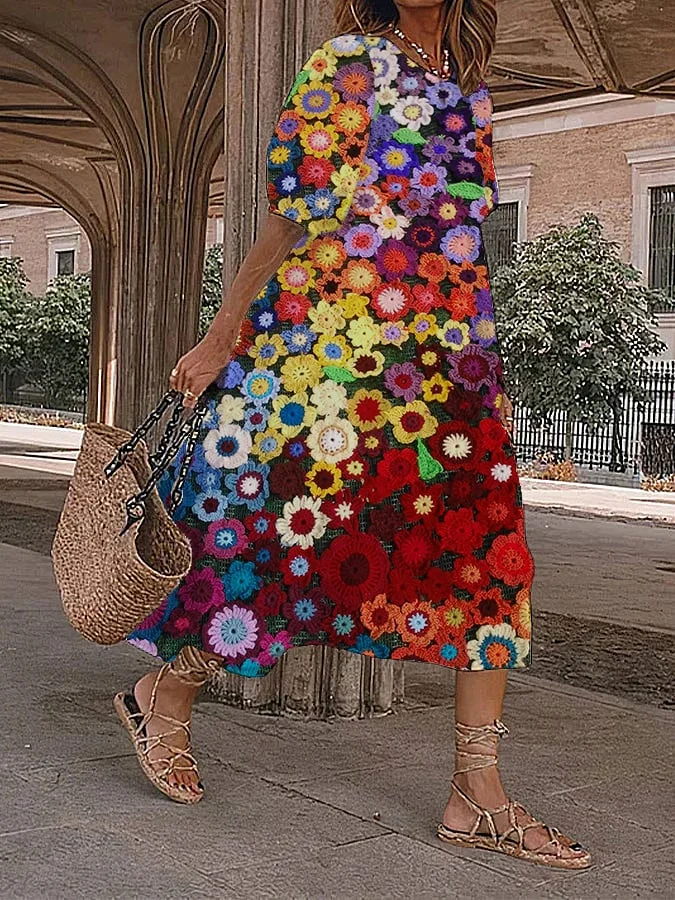 Women's Alzheimer's Floral Print Vintage Dress