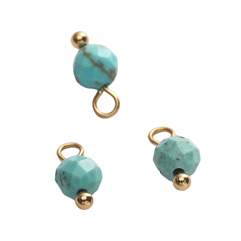 5 PCS/Package Diameter 3mm Diameter 4mm Hole 1~1.9mm Alloy Natural Stone Geometric Pendant Jewelry Accessories