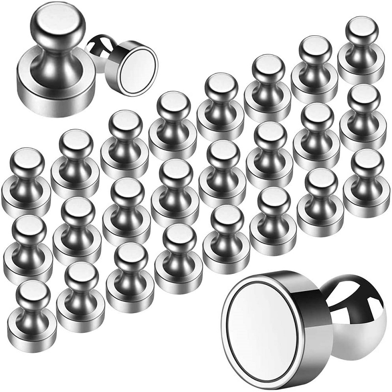 

24x Metal Magnetic Push Pin Silver, 501 Original