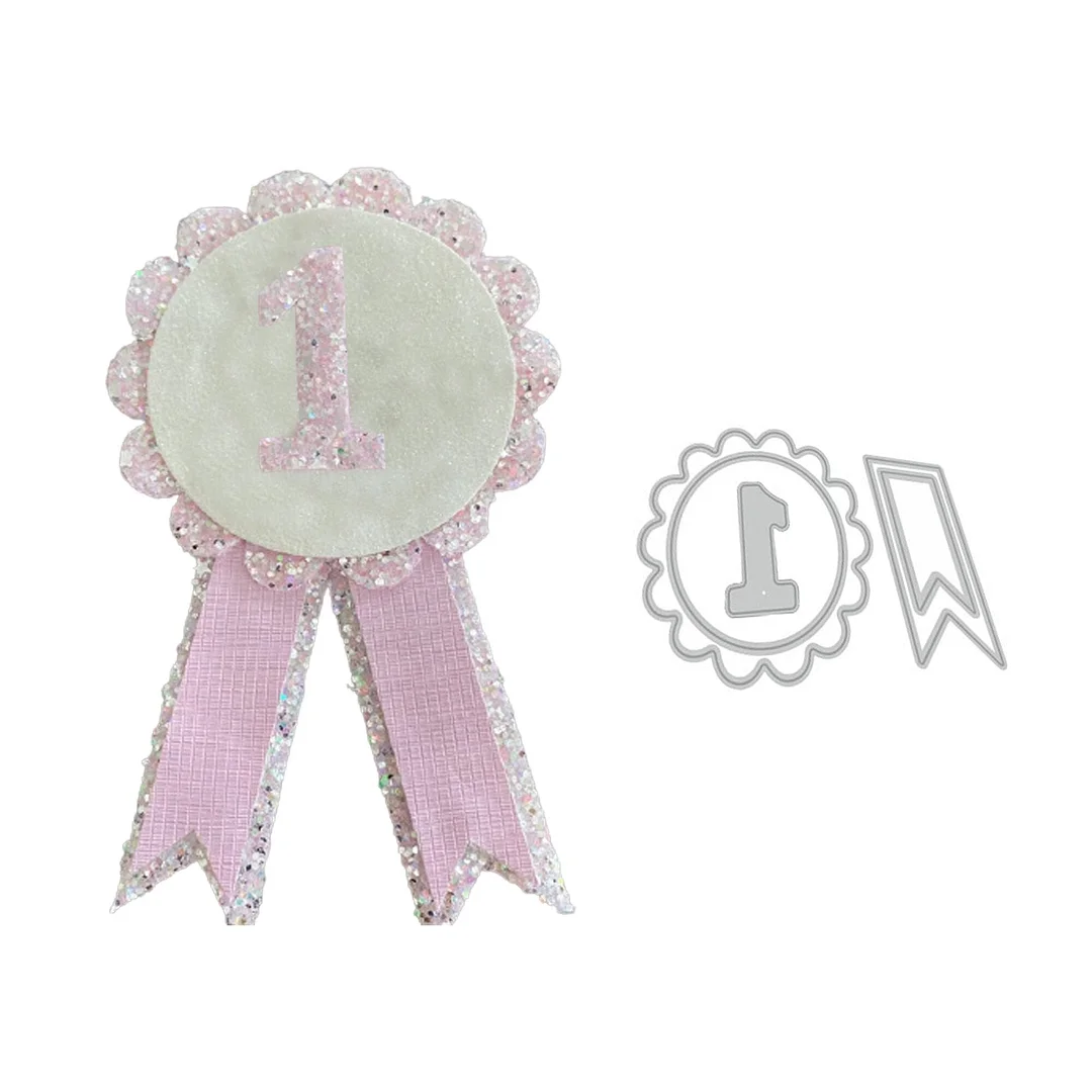 Number 1 Badge Metal Cutting Die Stencil Template for DIY Embossing Paper Photo Album Gift Cards Making Scrapbooking Dies