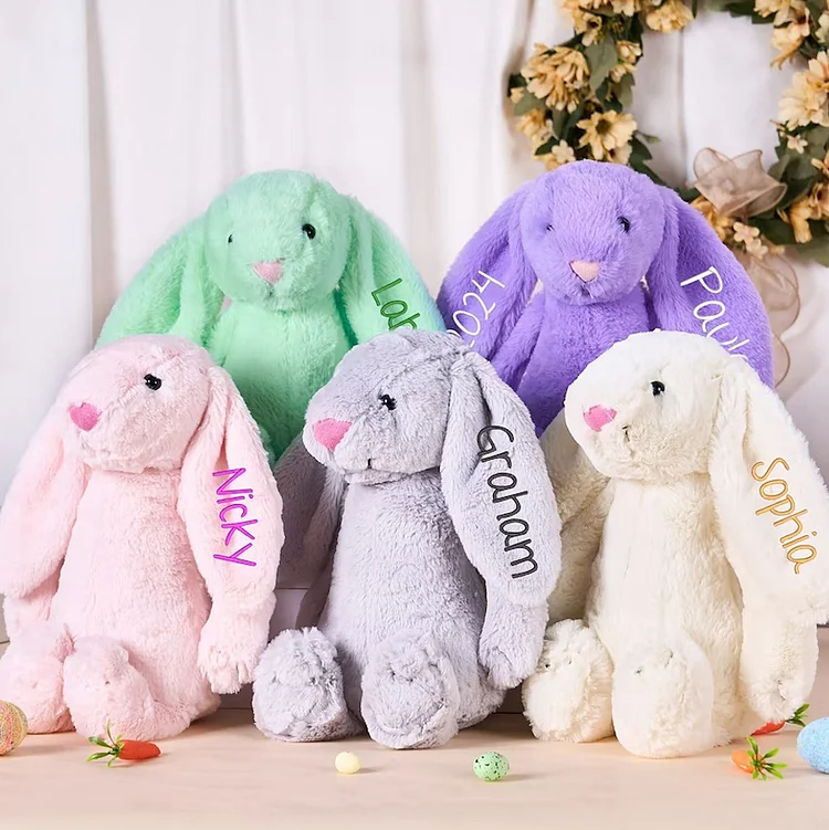 Personalized Easter Bunny Rabbit Monogrammed Bunny Custom Embroidered Bunny Plush Bunny Toy