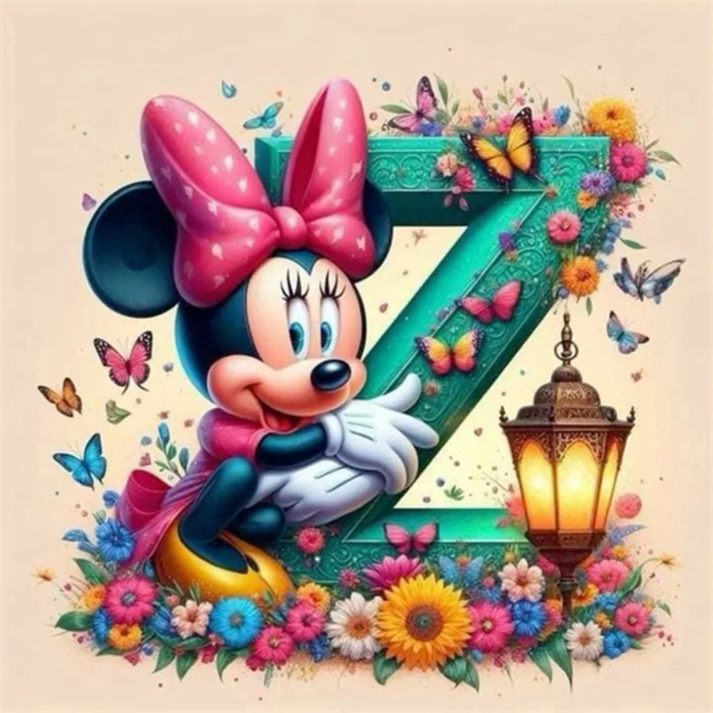 Partial AB Diamond Painting - Full Round Drill - Mickey Minnie Letters(Canvas|35*35cm)
