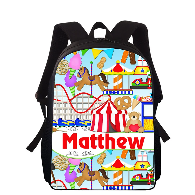 Personalized Carousel School Bag Name Backpack, Customized Schoolbag Travel Bag For Kids