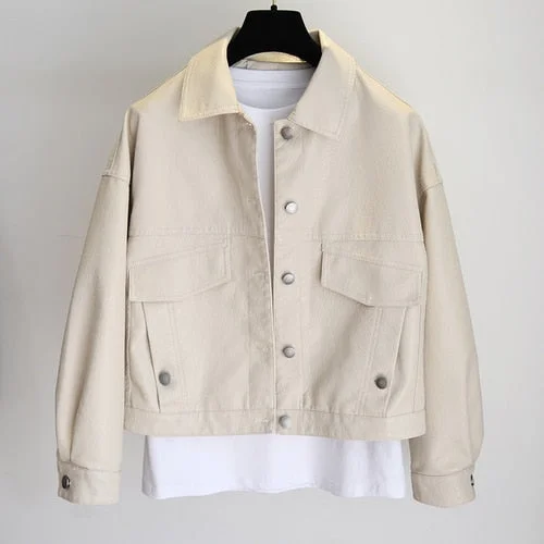 FTLZZ Spring Autumn New Women Faux Leather Jacket Single Breasted Short Loose PU Leather Coat Female Moto Biker Street Outerwear