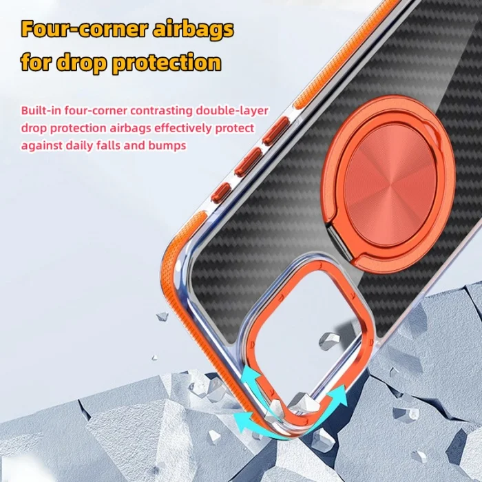 360 Degree Rotating Bracket Carbon Fiber Texture Apple Phone Case