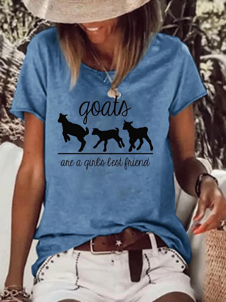 Goats are a girl's best friend Retro Raw Hem Tee