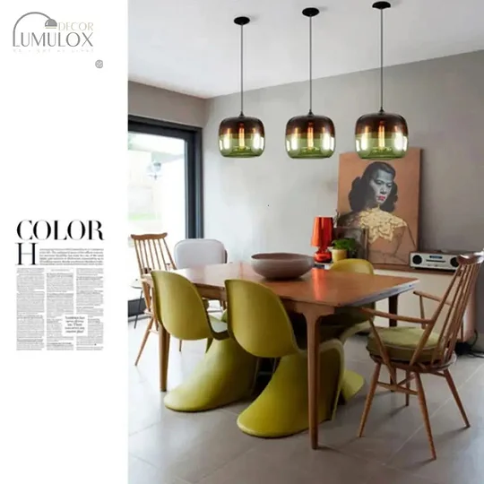 Modern Nordic Art Deco Colorful Hanging Glass Pendant Lamp Lights