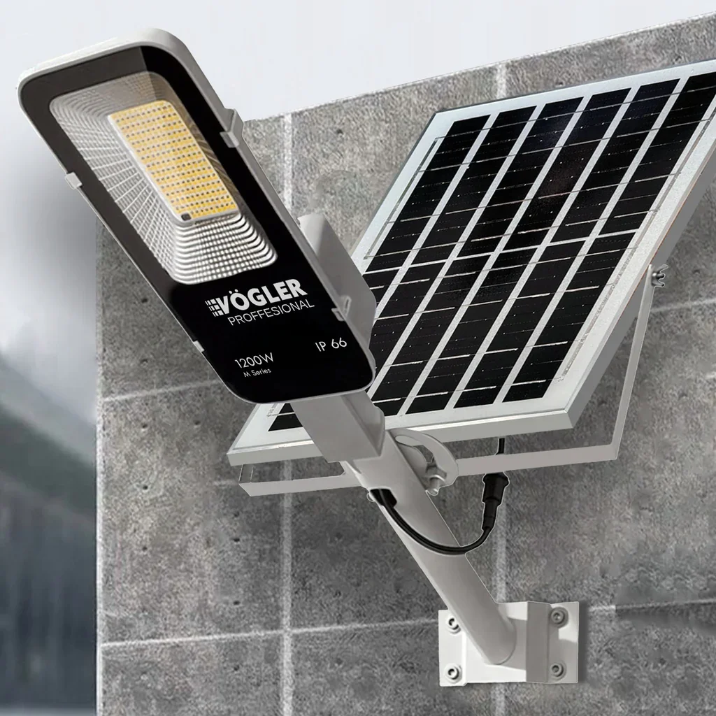 Lampă solară puternică, senzor crepuscular, telecomandă, Vögler Professional 1200W