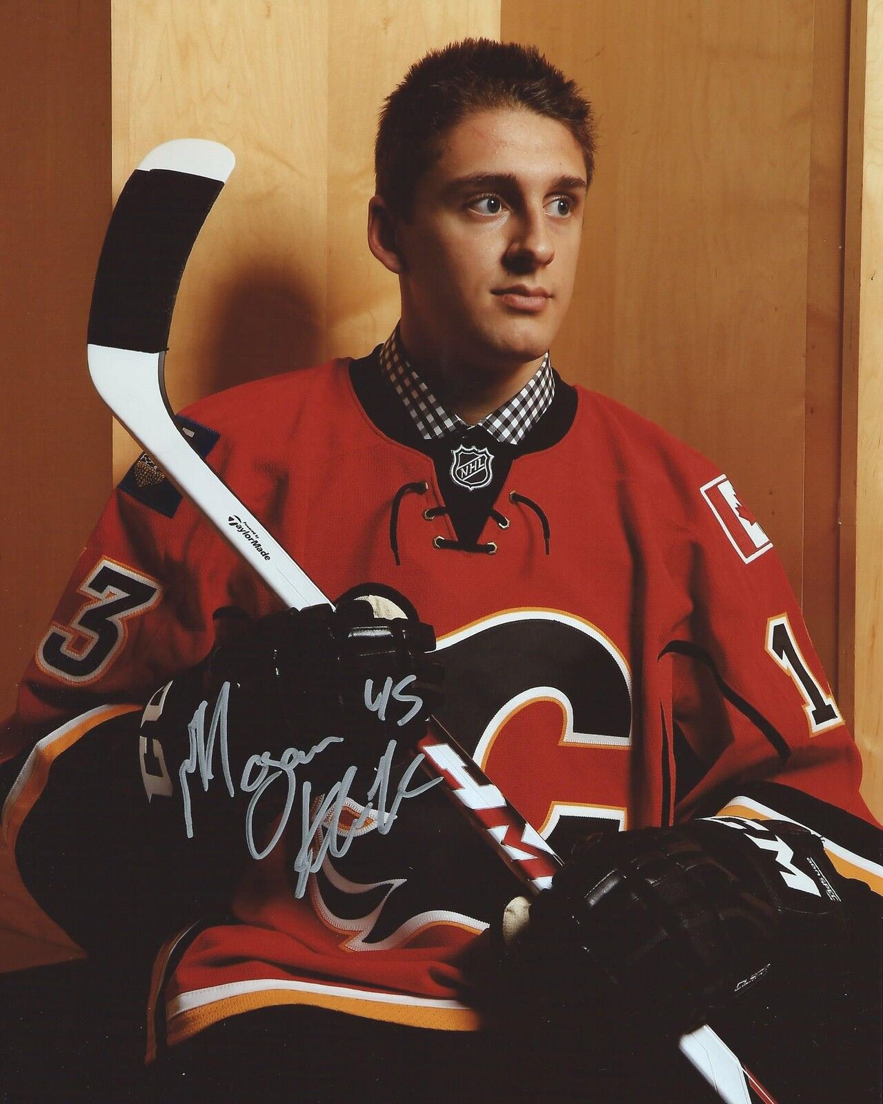 Morgan Klimchuk Signed 8x10 Draft Photo Poster painting Calgary Flames Autographed COA B