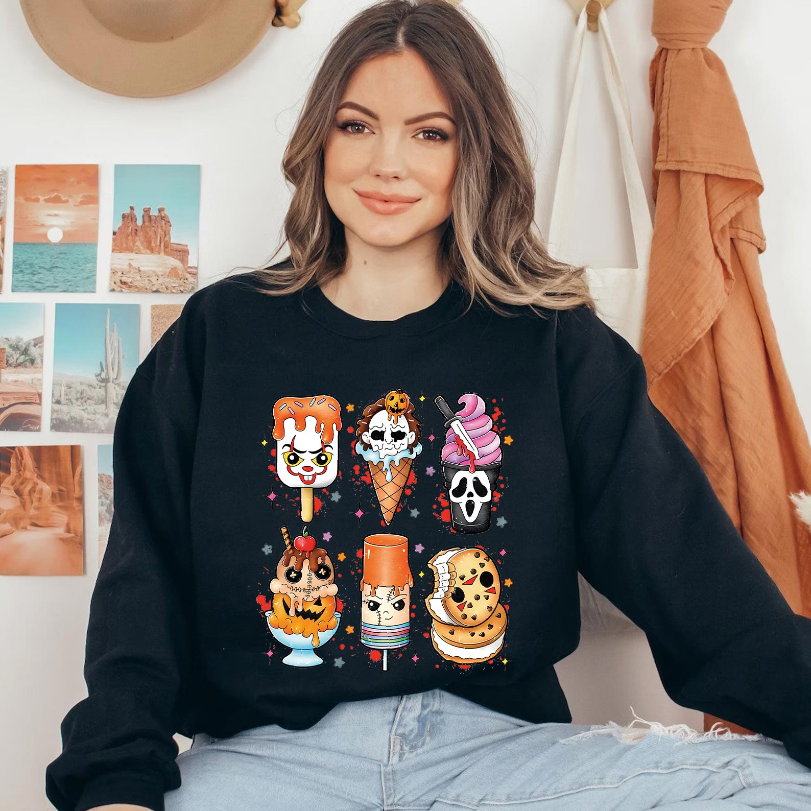 Loveyoufancy Horror Movie Character Ice Cream Shirt