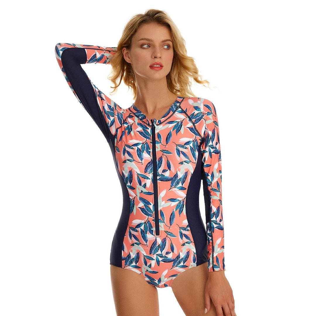 One-piece long-sleeved surfing suit sunscreen ladies swimsuit diving suit sexy swimsuit