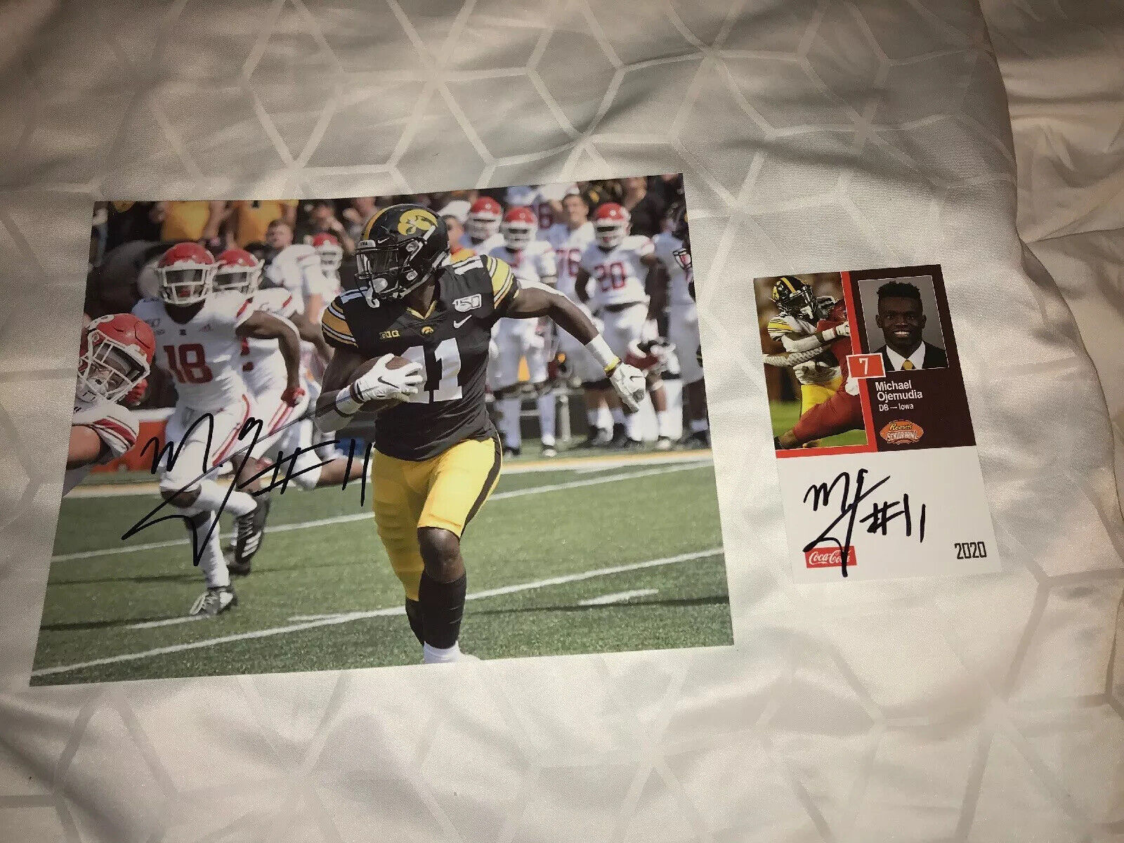 Michael Ojemudia Iowa signed autograph 8x10 football Photo Poster painting Senior Bowl Card E