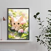 (40*60cm)White Cat on The Floor - Full Round Drill Diamond Painting