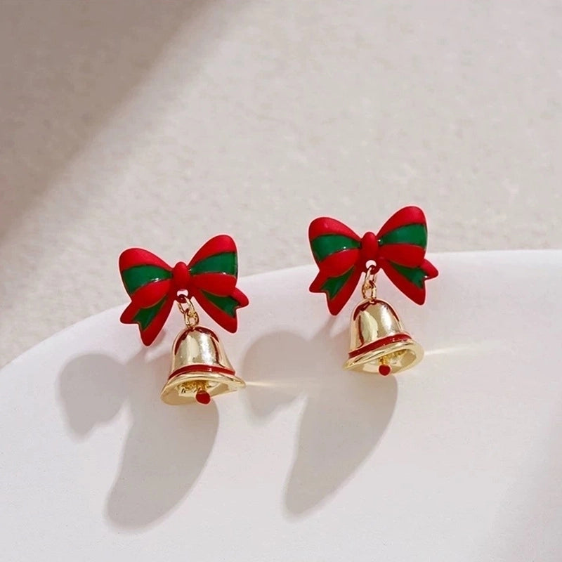 Fashion Christmas Tree Snowman Snowflake Alloy Enamel Rhinestones Women’s Drop Earrings Ear Studs 1 Pair