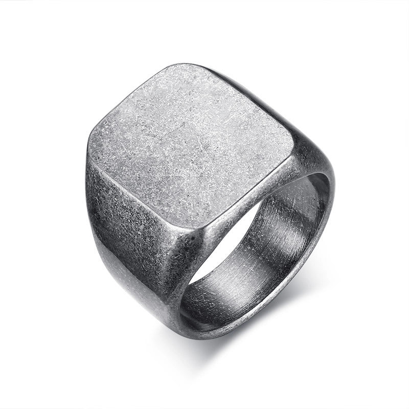 Men Rings Stainless Steel Ring Men’s Simple Bare Square Titanium Steel Ring Jewelry RC-294