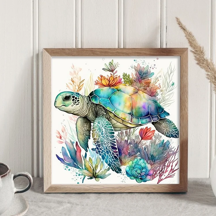 Watercolor Turtle 11CT Stamped Cross Stitch 40*40CM