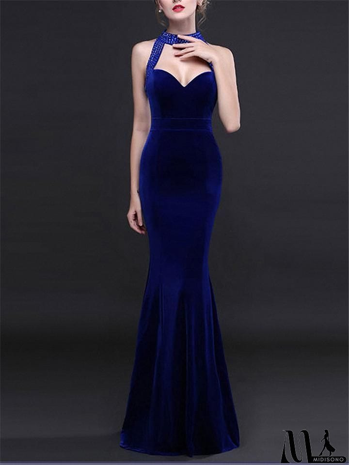 MidiSono - Sexy Sweetheart Neckline Mermaid Velvet Long Maxi Dress for Evening
