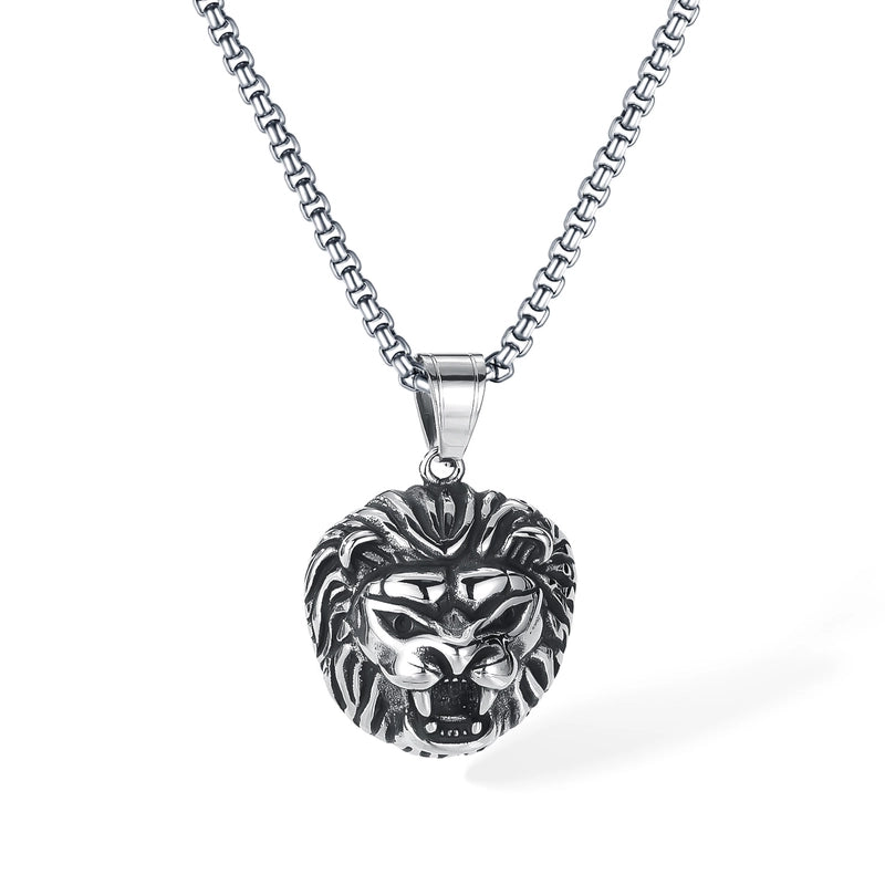 Hip-Hop Vintage Style Lion 304 Stainless Steel Men's Pendant Necklace Men Pendant Necklaces