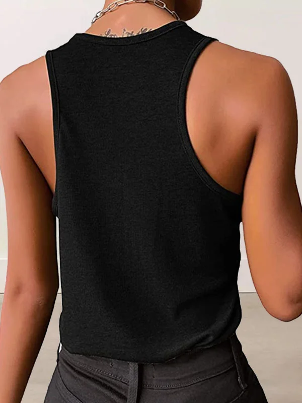 Women's  Solid Color Cold Shoulder Casual Tank Top