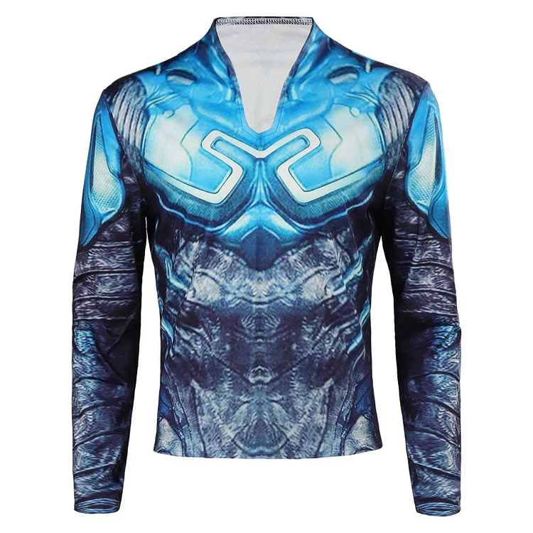 Blue Beetle Jaime Reyes Blue Printed Outfits Cosplay Costume Halloween Carnival Suit
