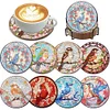 8Pcs DIY Bird Diamond Painting Wooden Coasters