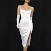 Women's Spaghetti Strap Backless Thigh Slit Bodysuit