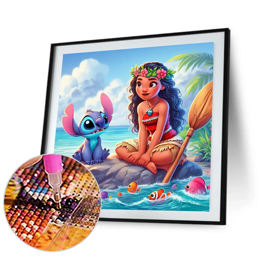 Diamond Painting - Full Round Drill - Princess Moana Stitch(Canvas|40*40cm)