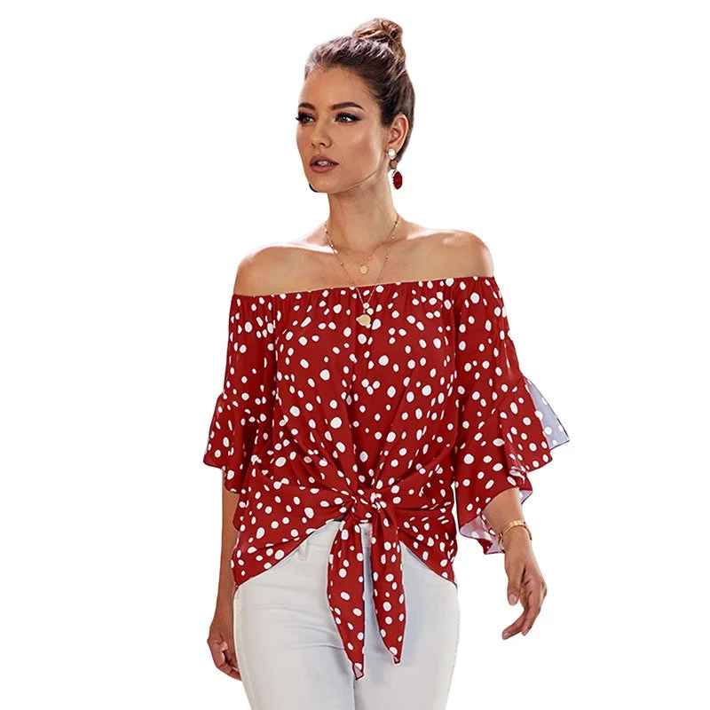 Women's Summer New Sexy One-shoulder Printed Top