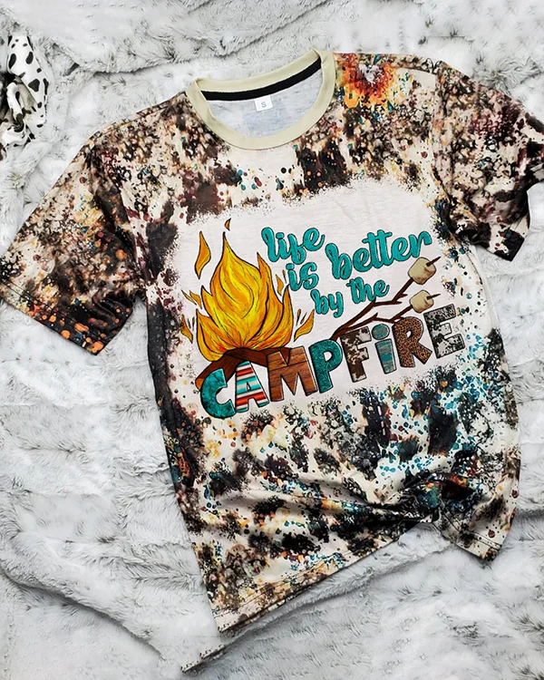Life Is Better By The Campfire Bleached Shirt
