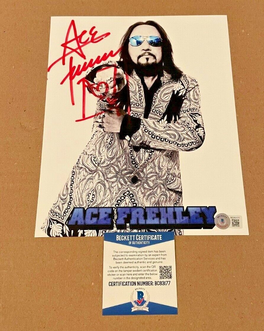 ACE FREHLEY SIGNED 8X10 Photo Poster painting BECKETT CERTIFIED KISS BAS