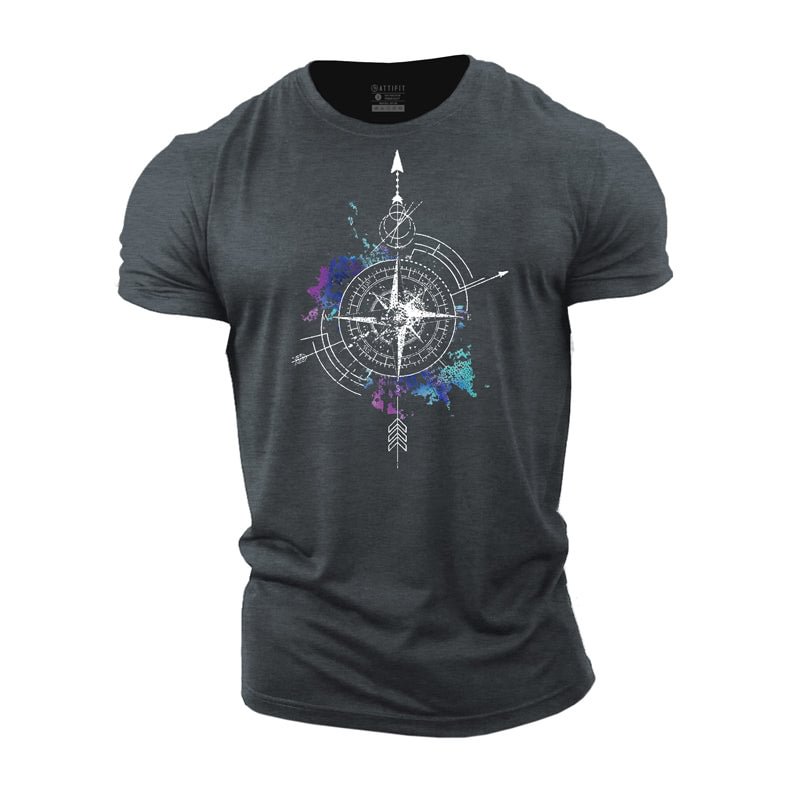 Cotton Compass Graphic Men's Fitness T-shirts tacday