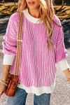 Women's Striped Textured Knit Casual Loose Sweater