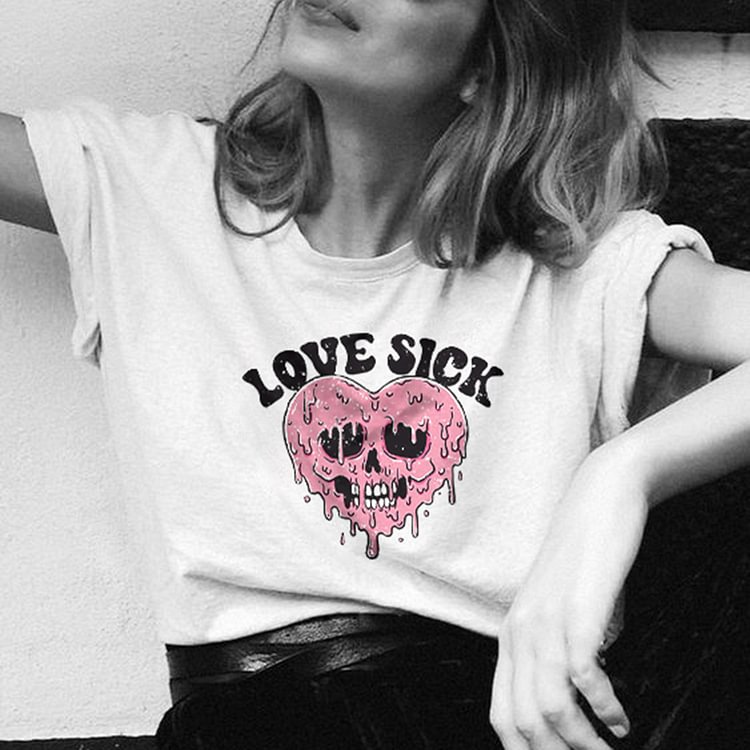 BrosWear Love Sick Heart Print T-Shirt