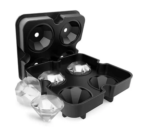 4 Hole Diamond Ice Mold Flexible Silicone Ice Mold Tray