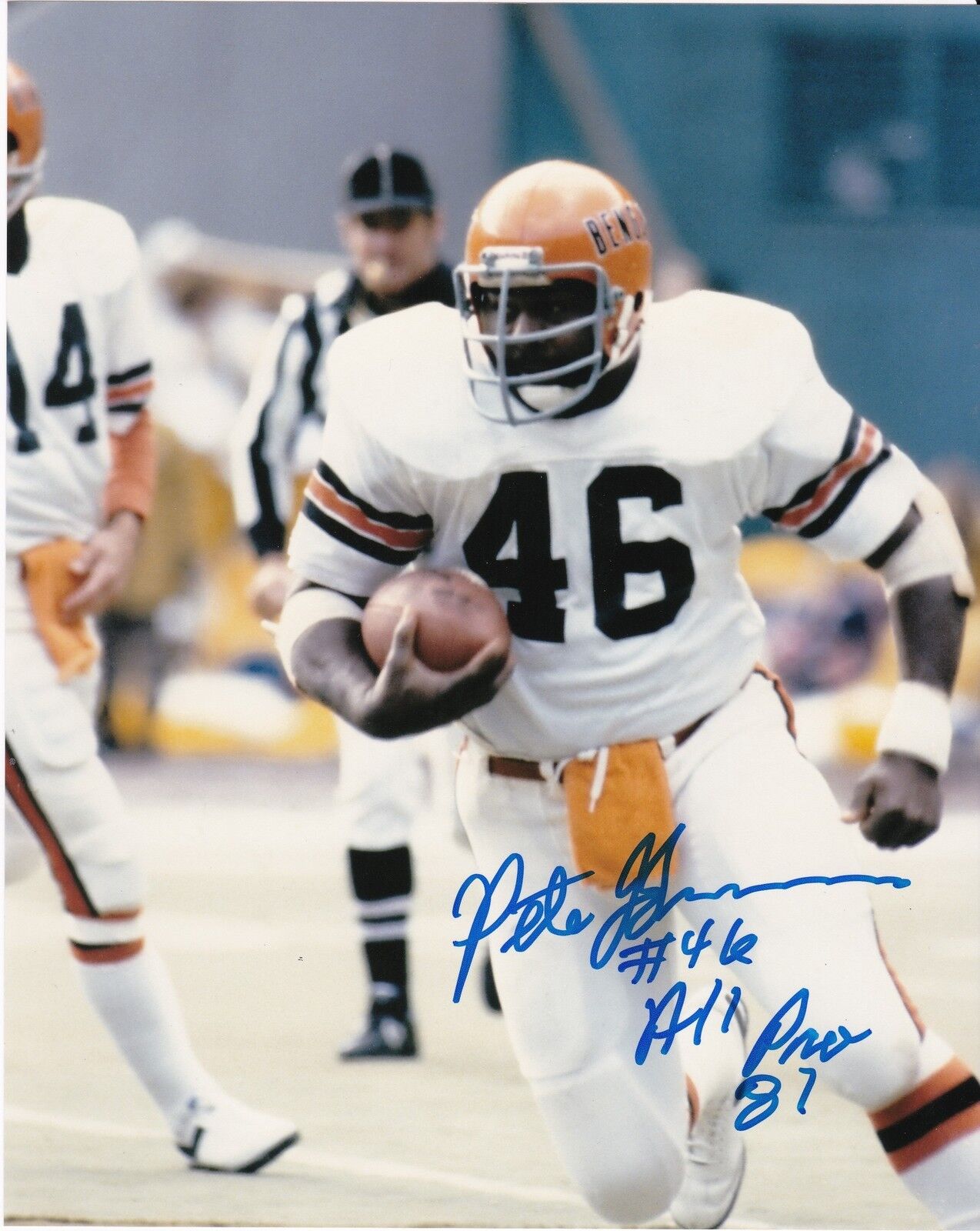 PETE JOHNSON CINCNNNATI BENGALS 1981 ALL PRO ACTION SIGNED 8x10