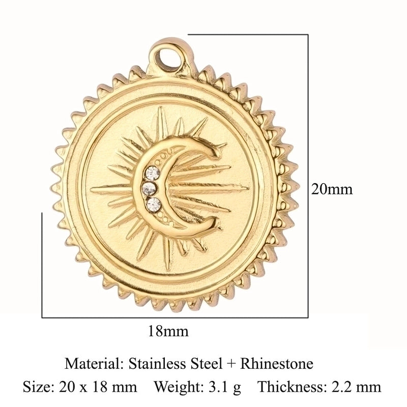 3 Pieces Streetwear Sun Titanium Steel Plating Inlay Rhinestones Zircon 18k Gold Plated Jewelry Accessories