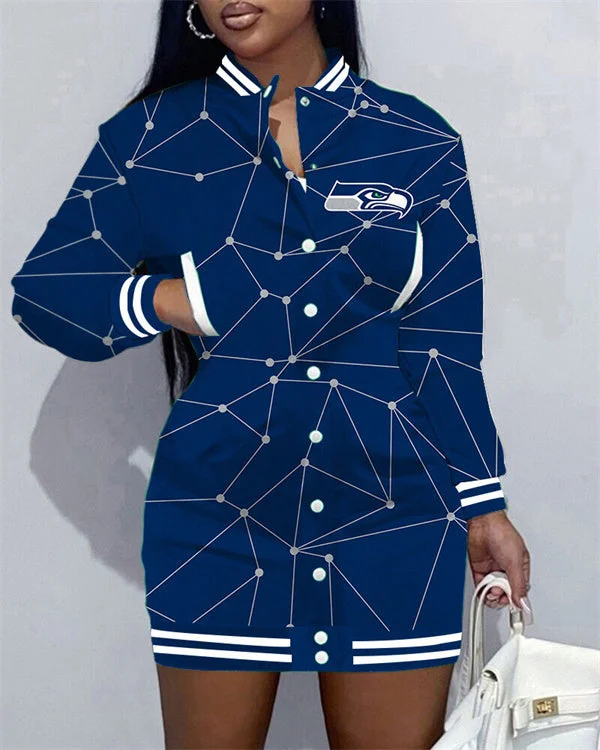 Seattle Seahawks
Limited Edition Button Down Long Sleeve Jacket Dress