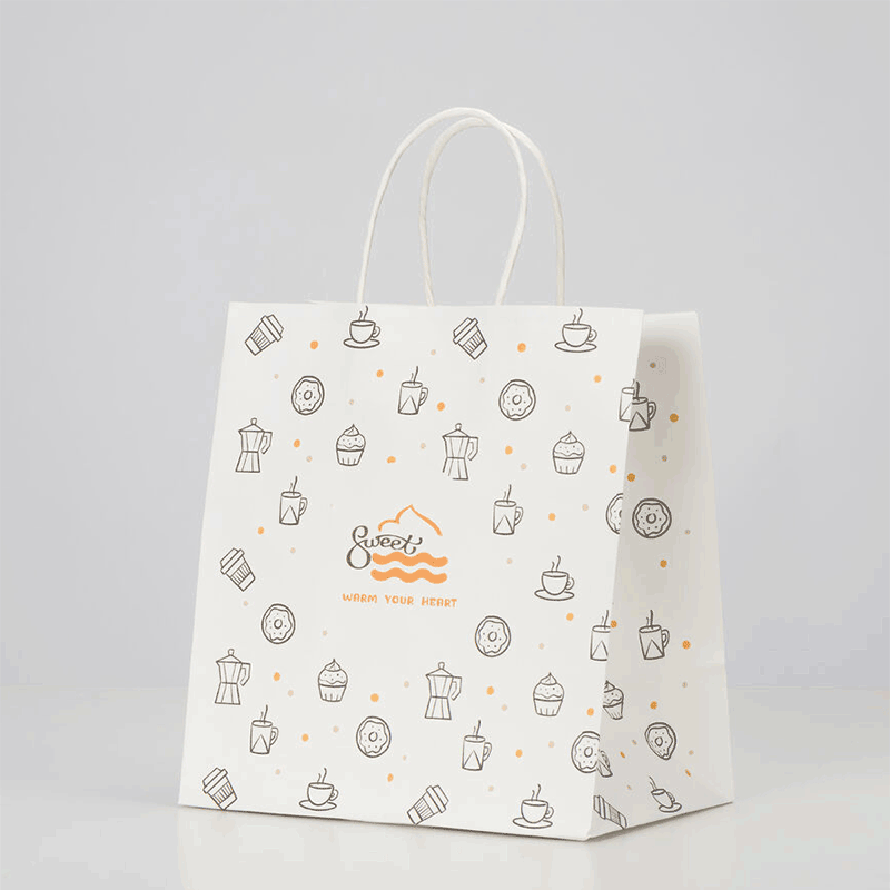 Custom White Kraft Bags 7.85" x 4.3" x 10.6"