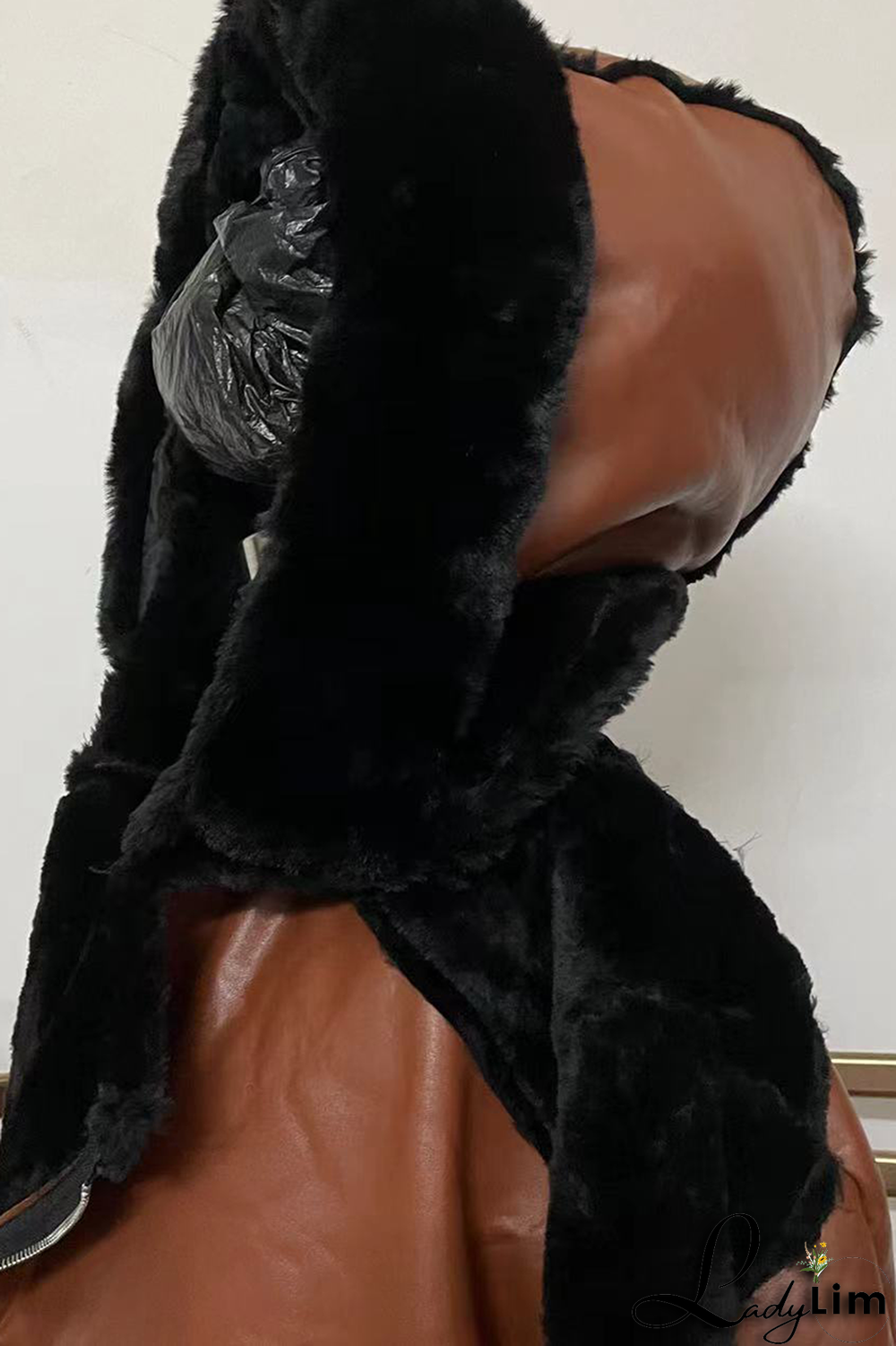 Red Fashion Street Patchwork Patchwork With Belt Hooded Collar Outerwear