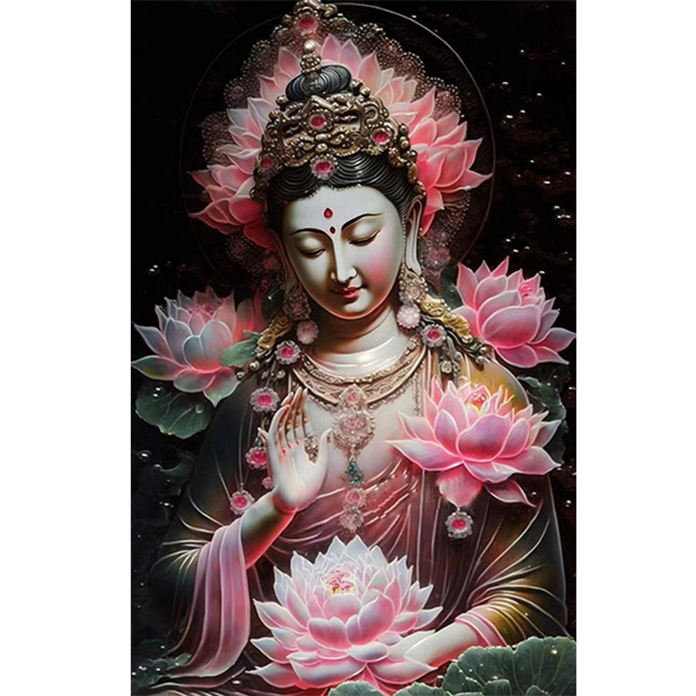 Buddhist Lotus Avalokitesvara 40*60CM(Canvas) Full Round Drill Diamond Painting gbfke