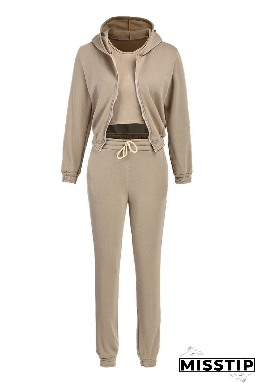 Orange Fashion Casual Solid Cardigan Vests Pants O Neck Long Sleeve Three-piece Set