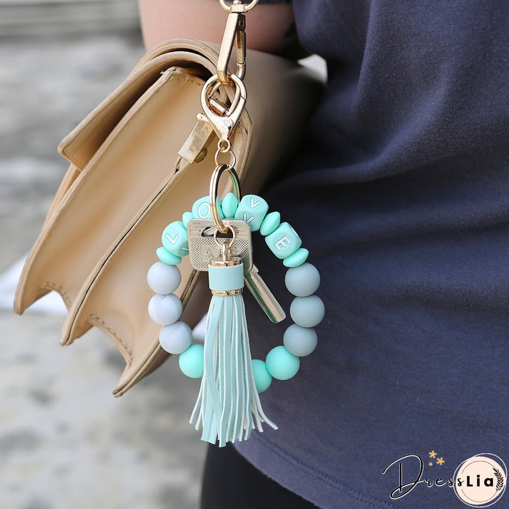 Paziye Card Holder Key Ring Silicone Bead Bracelet Key Chain