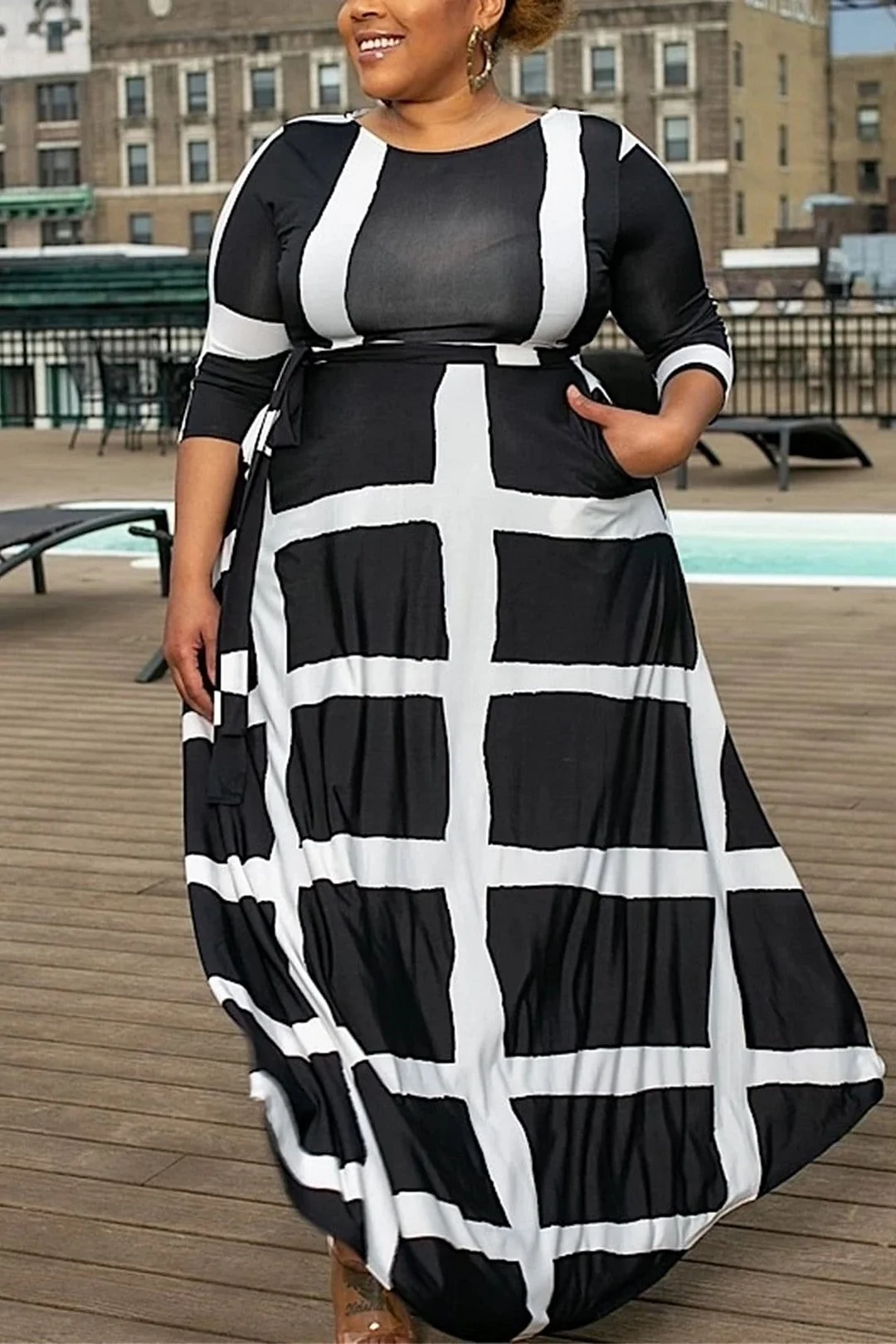 Slim Striped Print Dress