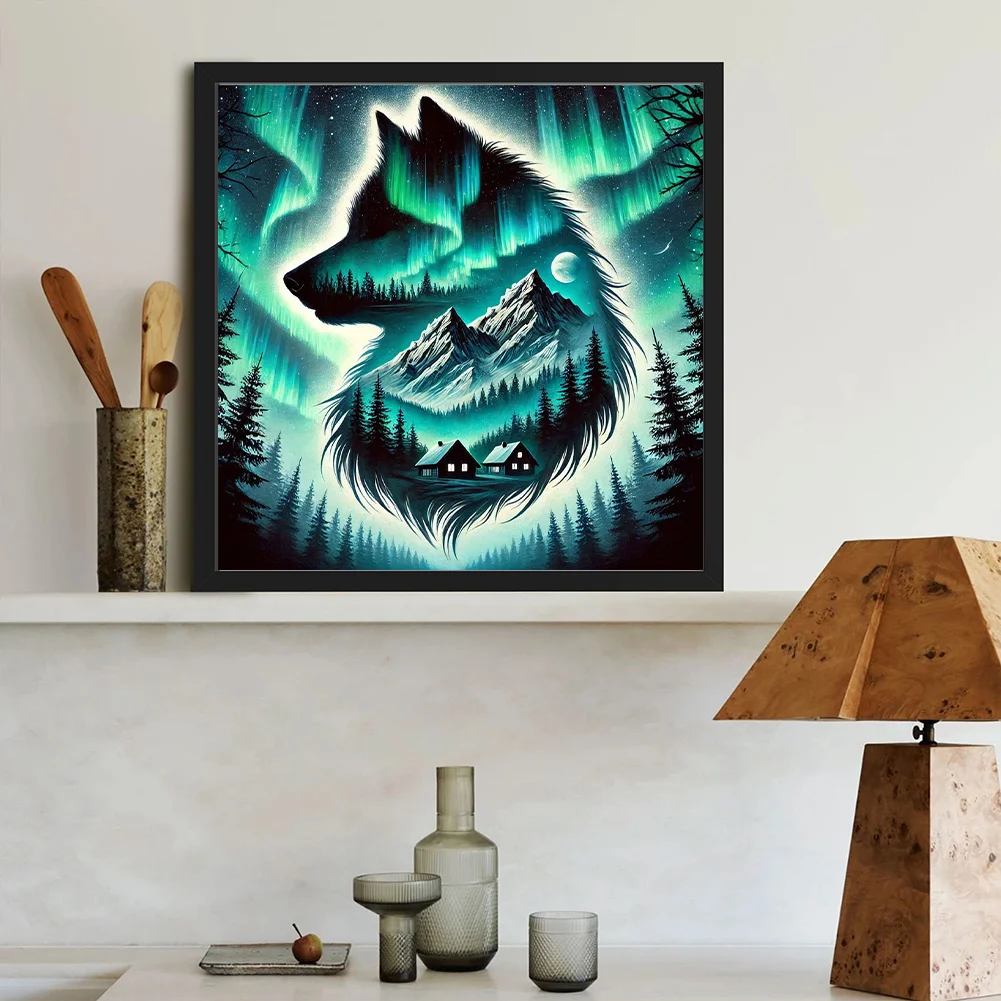 Diamond Painting - Full Round Drill - Aurora Wolf(Canvas|40*40cm)