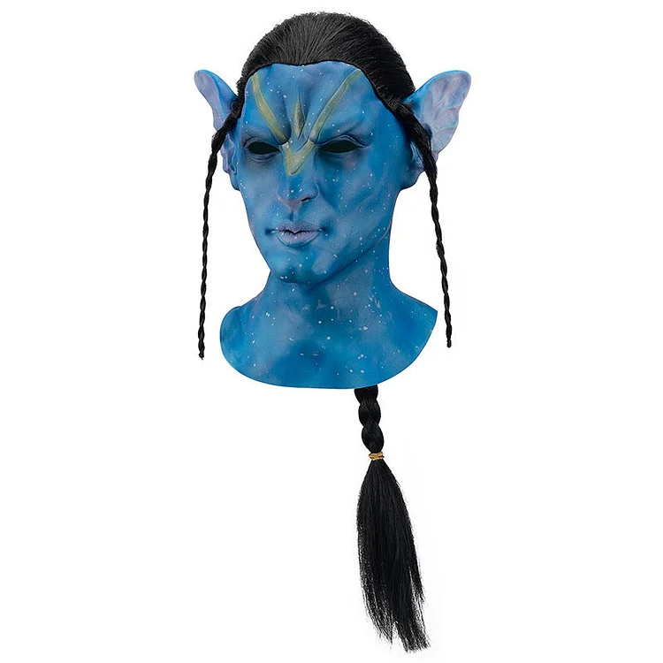 Halloween Cosplay Avatar Full Face Mask Avatar Headgear with Wig-elleschic