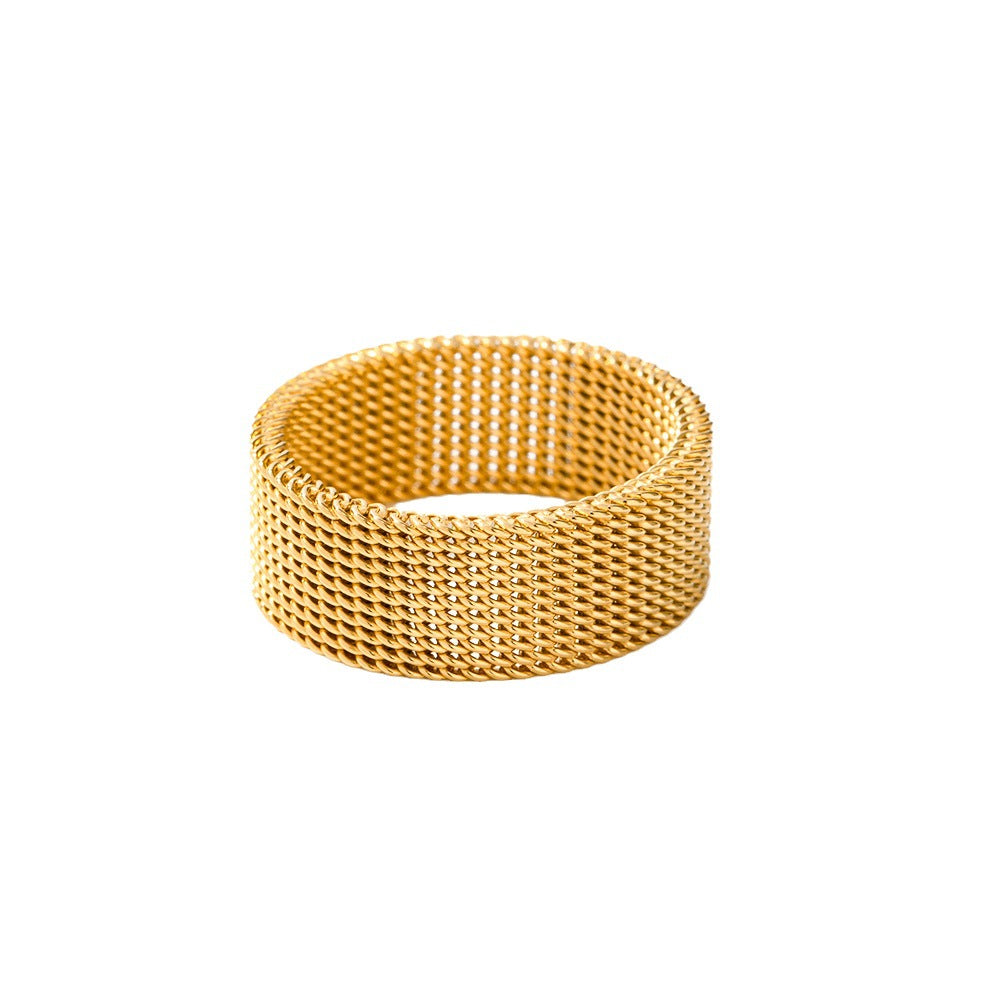 Women IG Style Circle Geometric Stainless Steel 18K Gold Plated Rings